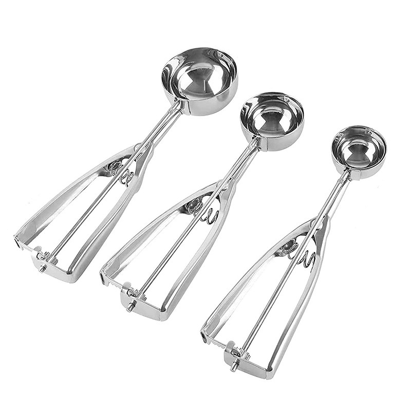 Large Medium Small Size Stainless Steel Cookie Scoops for Baking Ice Cream Scoops with Trigger Release, Ice Cream Scoops