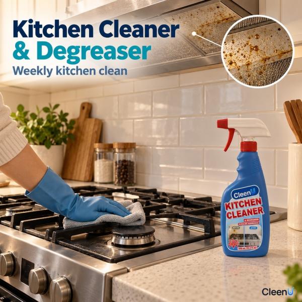 CleenU Kitchen Cleaner and Degreaser Spray 500ml - P035