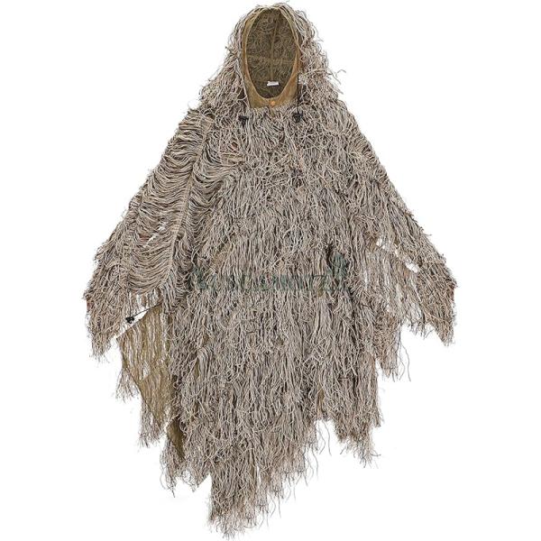 AUSCAMOTEK Ghillie Suit Poncho for Hunting Bird Watch Gilly Camouflage Cloak Desert