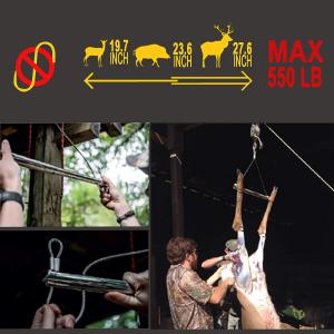 AUSCAMOTEK Gambrel for Deer Hoist Truck Hitch Tree Mounted Game Hanger Tripod Stand Lift Pulley System for Hunting Field Skinning Dressing Heavy Duty Capacity 550 Pounds