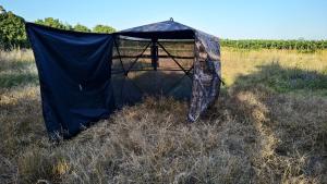 AUSCAMOTEK See Through Ground Blind for Deer Hunting, 2-3 Person Pop-Up Camouflage Blind