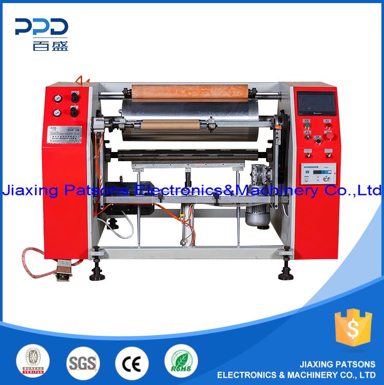 Semi automatic aluminium foil cling film rewinding machine, PPD-SRAC600